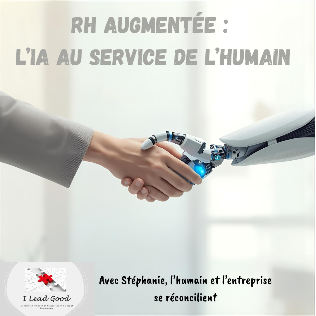 Poignée de main humain–IA symbolisant la collaboration et la confiance en RH